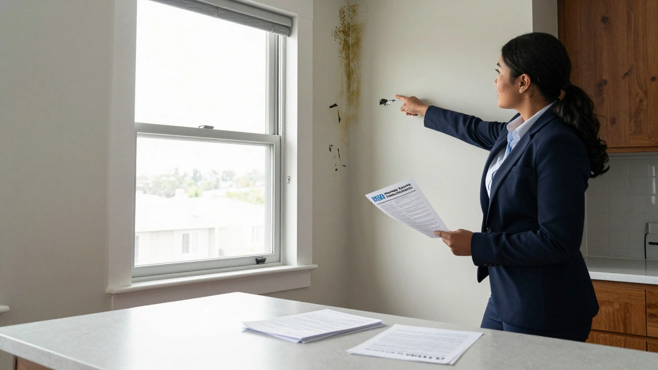 A landlord and CHA inspector inspecting a rental unit for housing quality standards in Chicago.