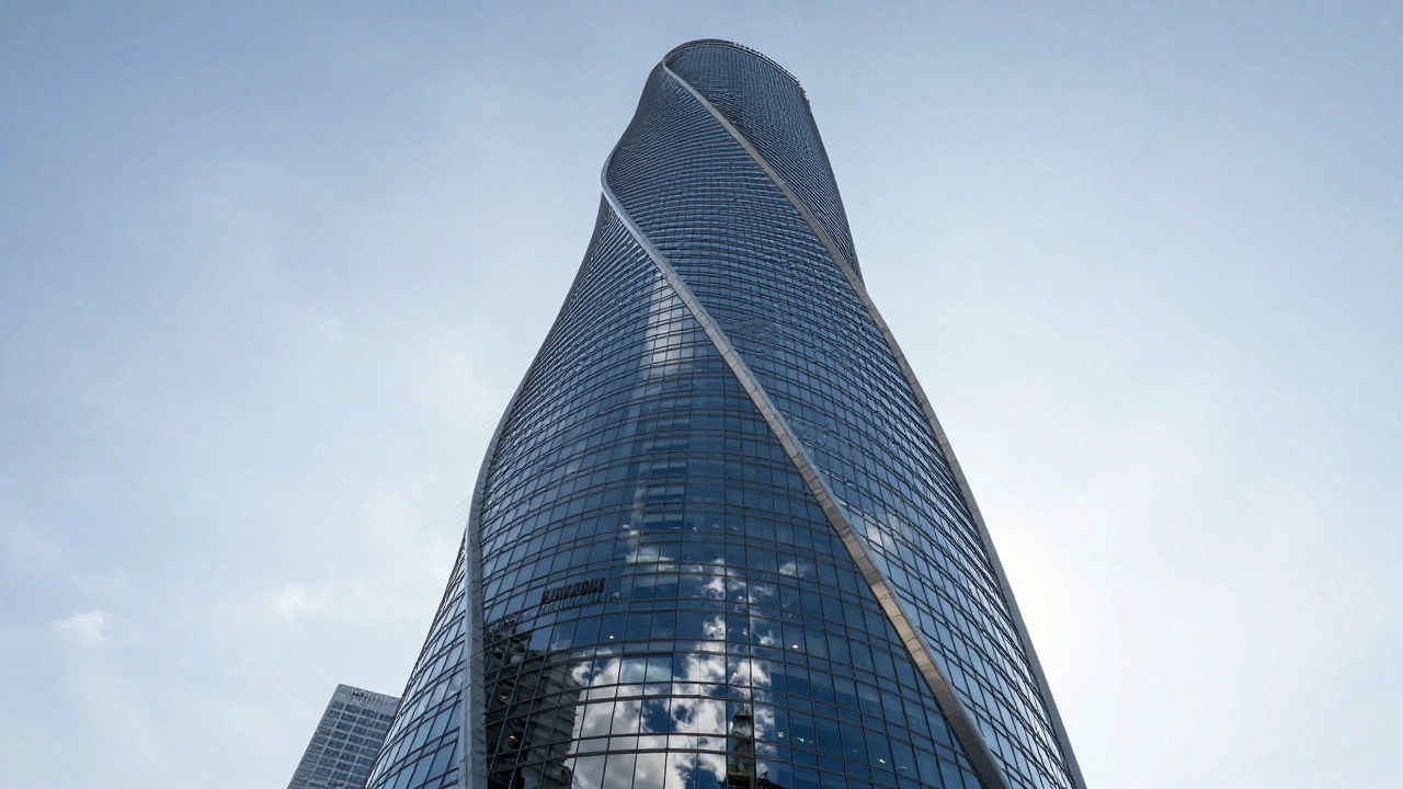 Twisted St. Regis Chicago skyscraper reflecting lake and sky with aerodynamic design