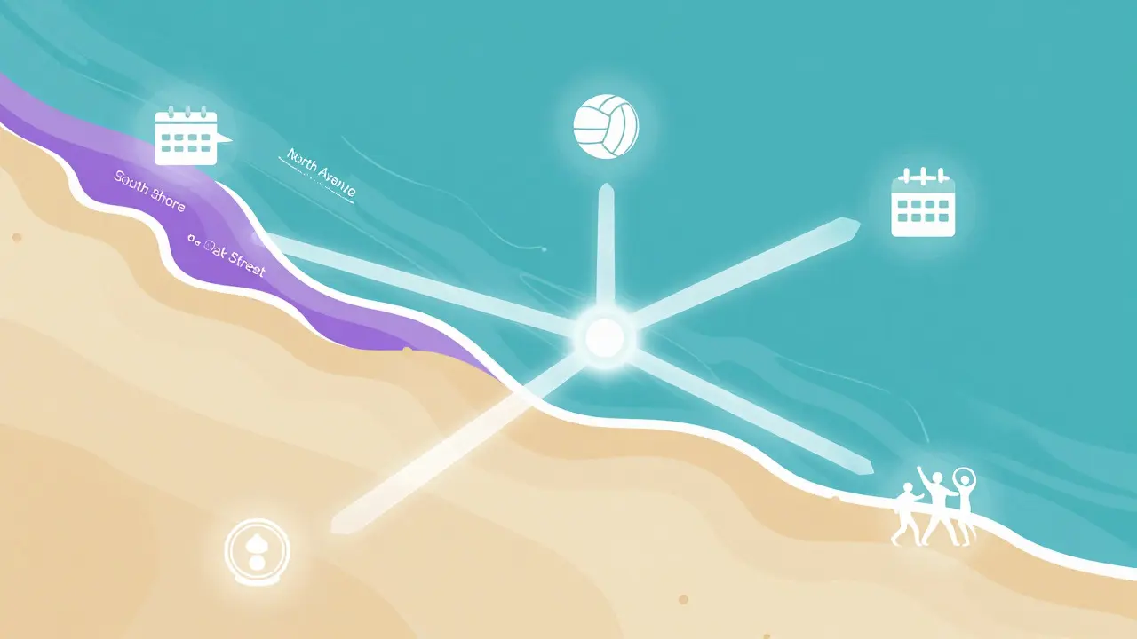 Abstract illustration showing volleyball league registration flow