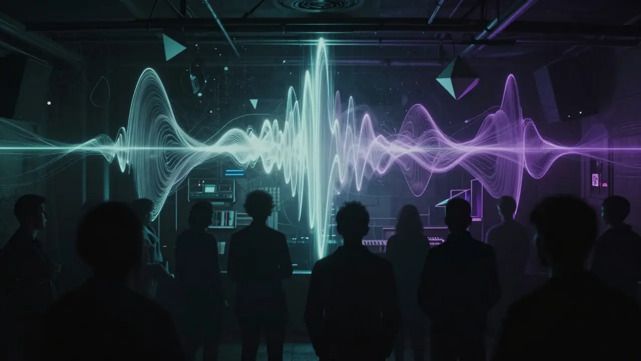 Abstract visualization of alternative music sounds in a Chicago venue