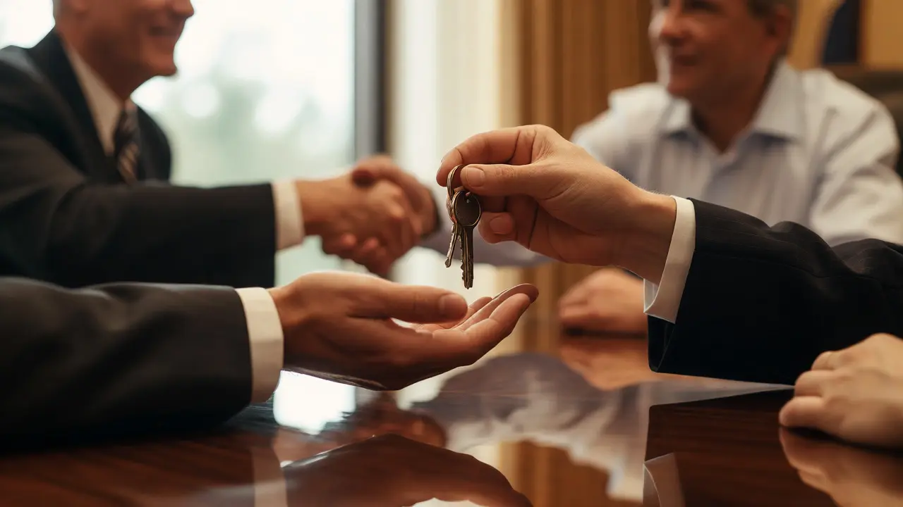 Handshake and key exchange at a real estate closing